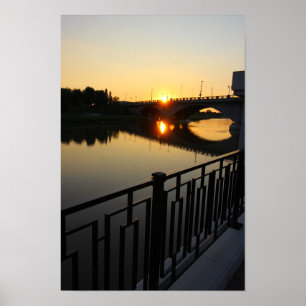 Sunset, Broad Street Bridge, Columbus, OH Poster