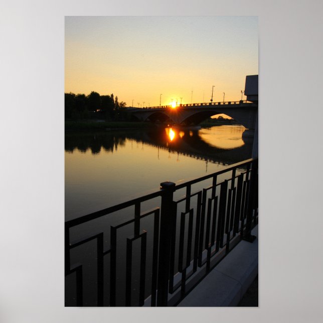 Sunset, Broad Street Bridge, Columbus, OH Poster (Front)