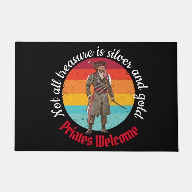 Sunset Brown Pirate Party Welcome  Doormat (Front)