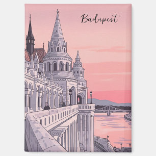 Sunset Budapest Hungary Fisherman's Bastion Travel Magnet