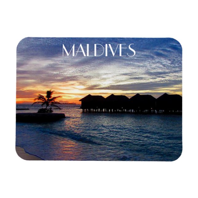 sunset bungalows maldives magnet (Horizontal)