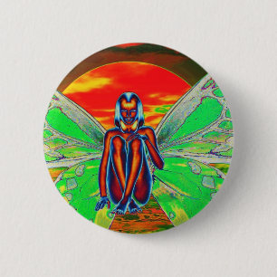 Sunset Butterfly 6 Cm Round Badge