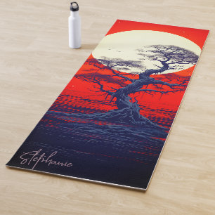 Sunset By The River Fullmoon With Tree Yoga Mat