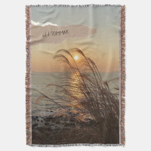 Sunset by the water, Realistic Art Throw Blanket (Front Vertical)