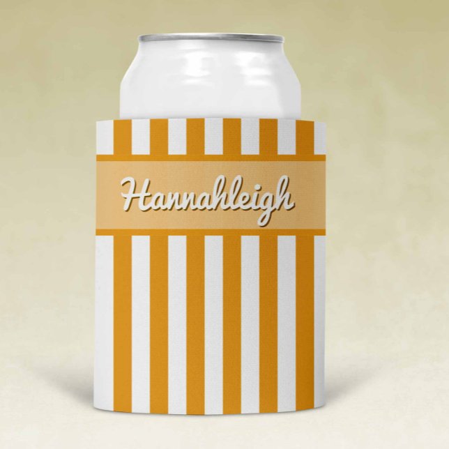 Sunset Cabana Stripes Shadow Lettering 12 oz. Can Cooler (Creator Uploaded)