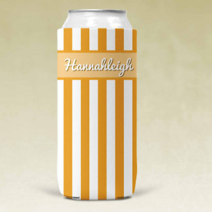 Sunset Cabana Stripes Shadow Lettering Seltzer Can Cooler