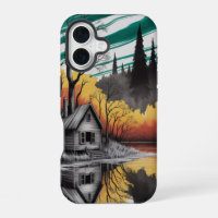 Sunset Cabin Reflection – Moody Nature Landscape