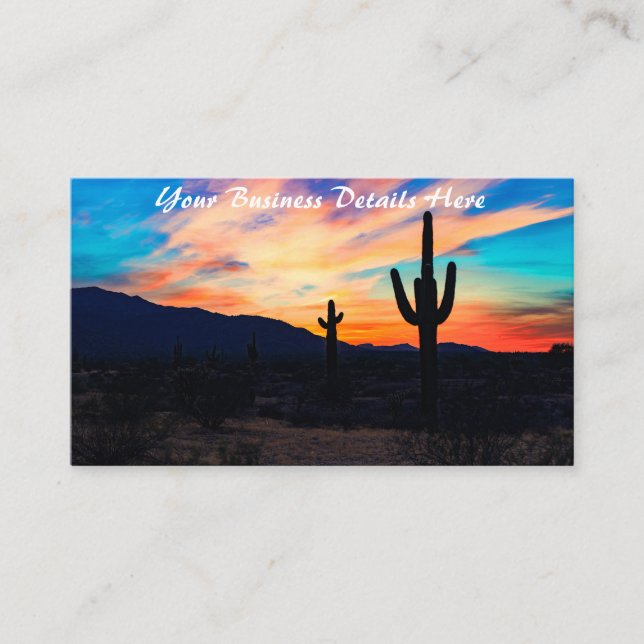 Sunset Cactus Desert Dusk Business Card (Front)
