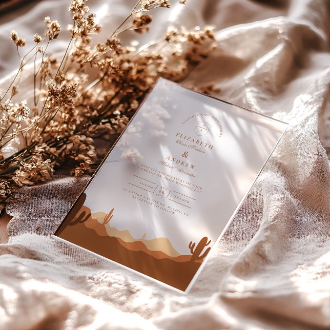 Sunset Cactus Desert Wedding Acrylic Invitations (Creator Uploaded)