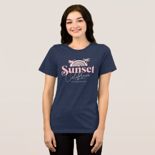 Sunset California Beach Club Retro Palm Tree Tri-Blend Shirt