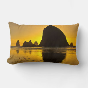 Sunset, Cannon Beach, Oregon, USA Lumbar Cushion