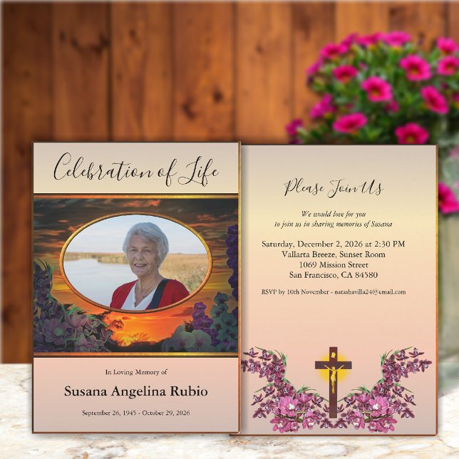Sunset Celebration of Life Funeral 2584 Invitation (Creator Uploaded)