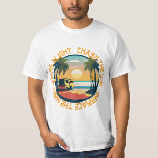 Sunset Chase Camper Van Beach  T-Shirt
