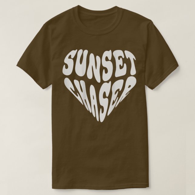 Sunset Chaser Heart Mood Saying Aesthetic Clothing T-Shirt (Design Front)