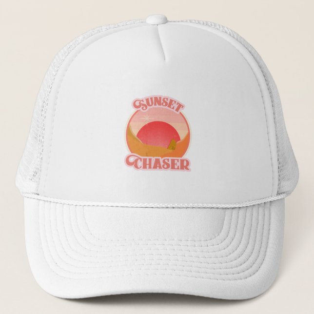 Sunset Chaser - Sunset Hunter Design Trucker Hat (Front)
