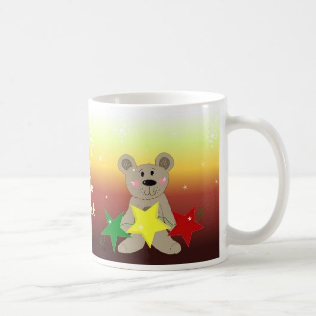 Sunset Christmas Bear with Stars Coffee Mug (Right)