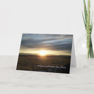 Sunset Christmas Day Greeting Card - Luke 1:31,32