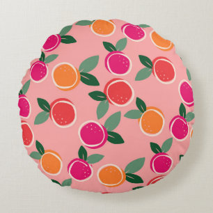 Sunset Citrus Symphony Round Cushion