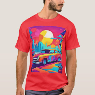 Sunset Classic Car Cityscape T-Shirt