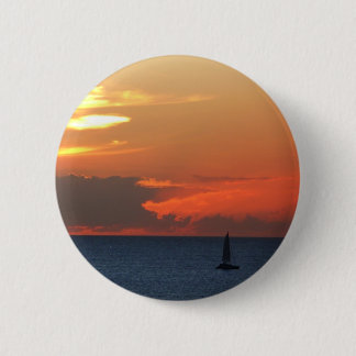Sunset Clouds and Sailboat Seascape 6 Cm Round Badge