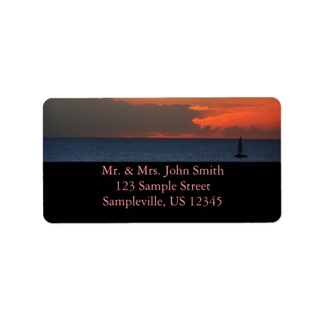 Sunset Clouds and Sailboat Seascape Label (Front)