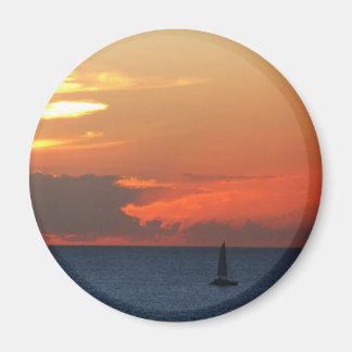 Sunset Clouds and Sailboat Seascape Magnet