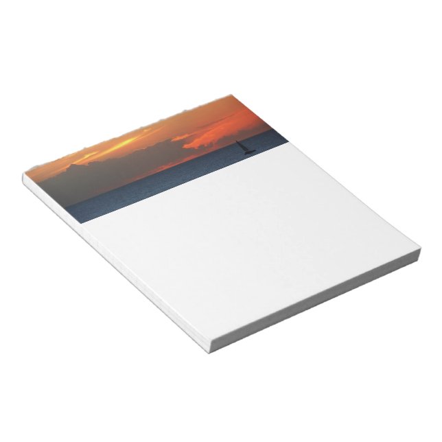 Sunset Clouds and Sailboat Seascape Notepad (Angled)