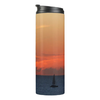 Sunset Clouds and Sailboat Seascape Thermal Tumbler