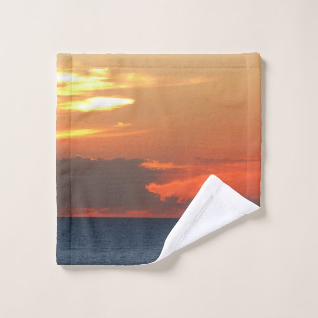 Sunset Clouds and Sailboat Seascape Wash Cloth (Wash Cloth)