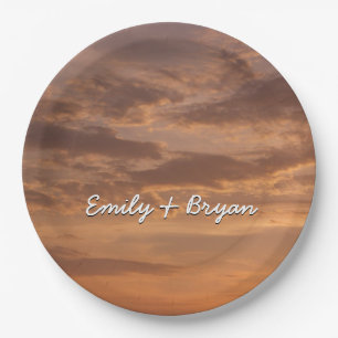 Sunset Clouds II Pastel Abstract Nature Paper Plate