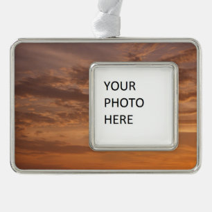 Sunset Clouds II Pastel Abstract Nature Silver Plated Framed Ornament