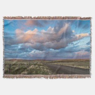 Sunset Clouds Over Gravel Zumwalt Prairie Road Throw Blanket