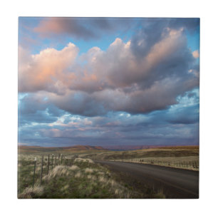 Sunset Clouds Over Gravel Zumwalt Prairie Road Tile