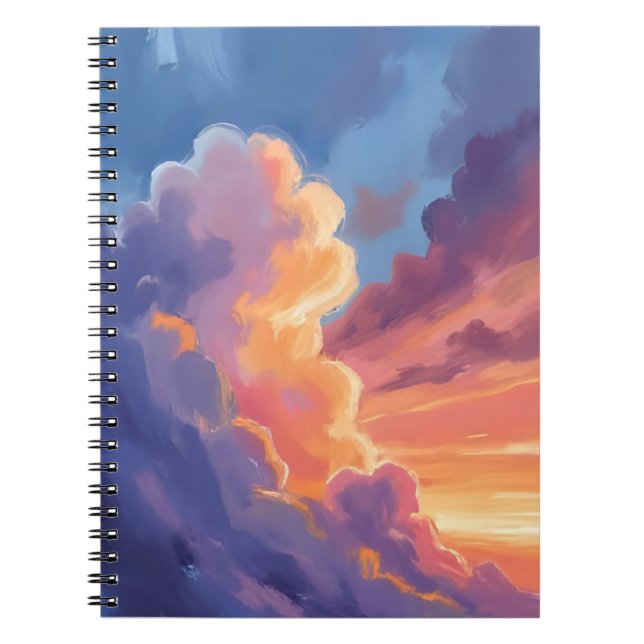 Sunset Clouds | Watercolor Sky Painting Colourful Notebook (Front)