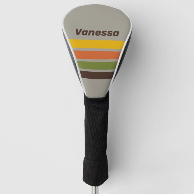 Sunset Clover Across Striping with Name Golf Head Cover (Front)