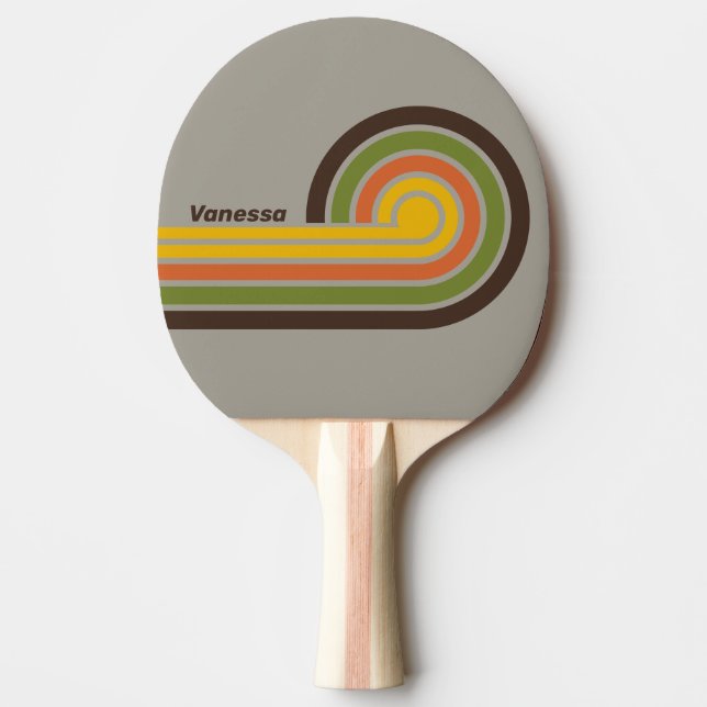 Sunset Clover Curl Stripes with Name Ping Pong Paddle (Front)