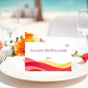 Sunset Color Waves Meal Icons Fish Table Number