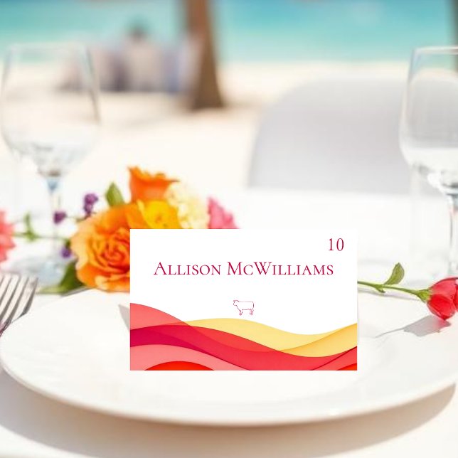 Sunset Color Waves Meal Icons Meat Table Number (Sunset Color Waves Meal Icons Meat Table Number )