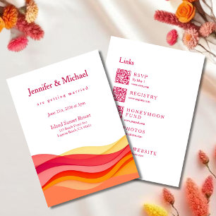 Sunset Color Waves Modern Wedding All in One Invitation