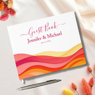 Sunset Color Waves Modern Wedding Guest Book