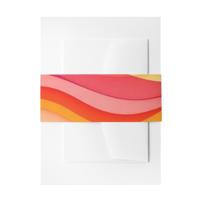 Sunset Color Waves Modern Wedding  Invitation Belly Band (Front Example)