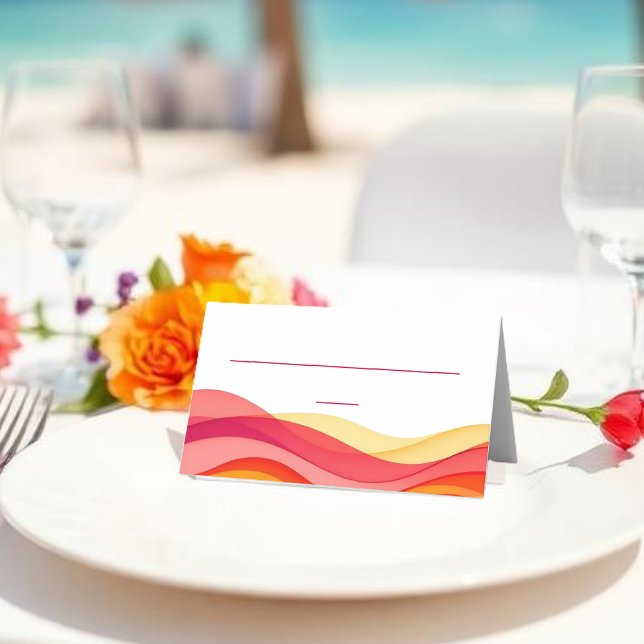 Sunset Color Waves Modern Wedding Place Card (Sunset Color Waves Modern Wedding Place Card)