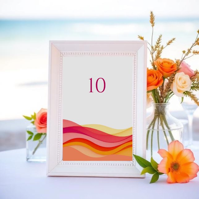 Sunset Color Waves Modern Wedding Table Number (Sunset Color Waves Modern Wedding Table Number )