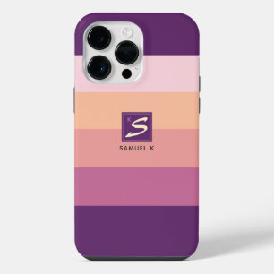 Sunset Colour Palette Stripe Monogram iPhone 14 Pro Max Case