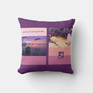 Sunset Colour Palette Stripe Photo Monogram Cushion