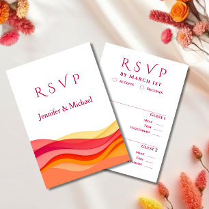 Sunset Colour Waves Modern Wedding  RSVP Card