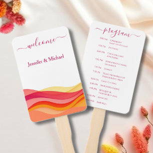 Sunset Colour Waves Wedding Fan Program