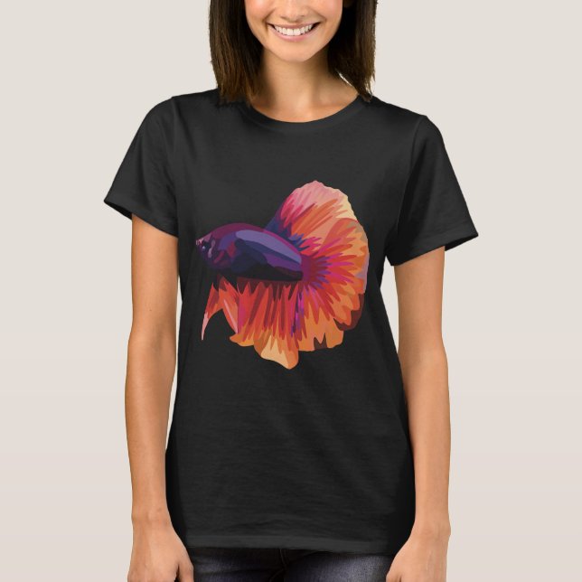 Sunset Coloured Betta Fish - Digital Art T-Shirt (Front)