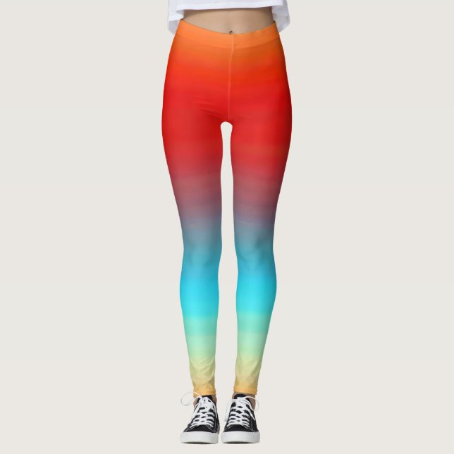 Sunset Colours Ombre Pattern Leggings (Front)