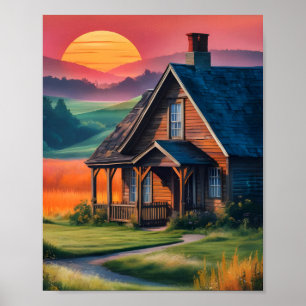 Sunset Cottage Poster